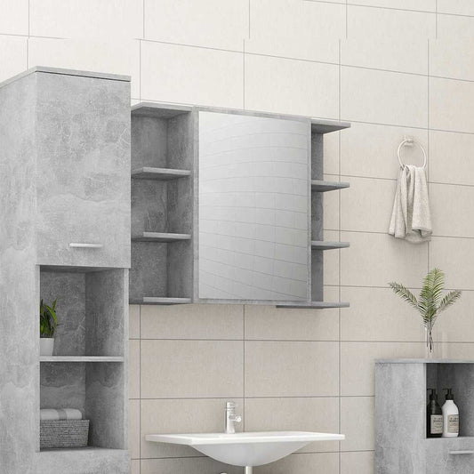 Bathroom Mirror Cabinet Concrete Grey 80x20.5x64 cm Engineered Wood