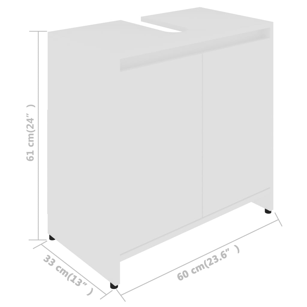 Bathroom Cabinet White 60x33x61 cm Engineered Wood