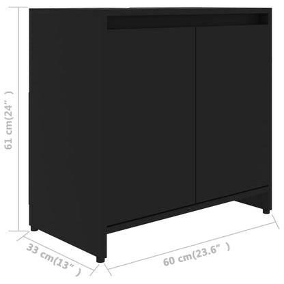 Bathroom Cabinet Black 60x33x61 cm Engineered Wood