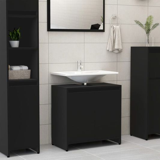 Bathroom Cabinet Black 60x33x61 cm Engineered Wood