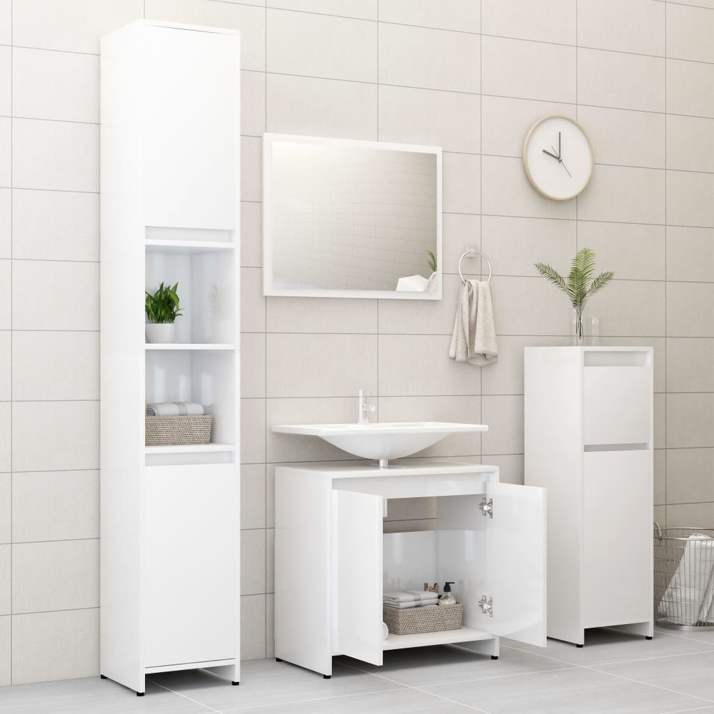 Bathroom Cabinet High Gloss White 60x33x61 cm Engineered Wood