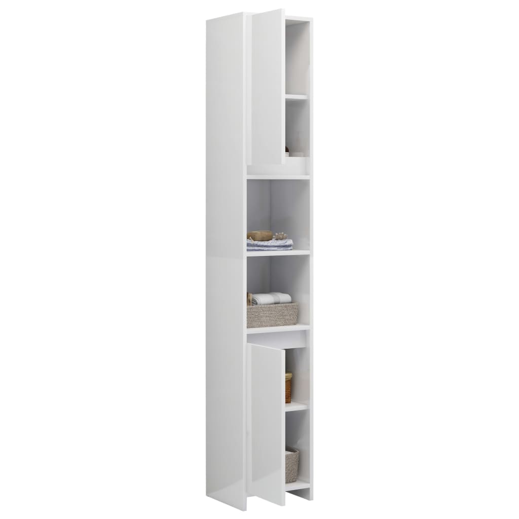 Bathroom Cabinet High Gloss White 30x30x183.5 cm Engineered Wood