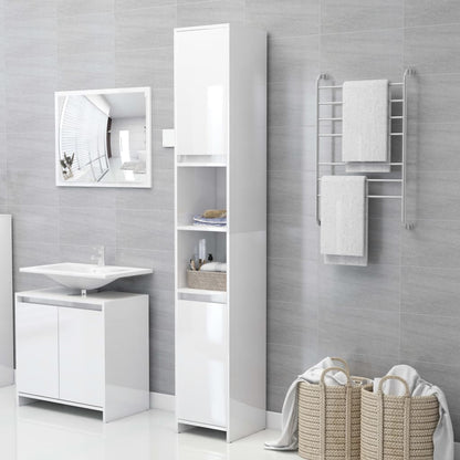 Bathroom Cabinet High Gloss White 30x30x183.5 cm Engineered Wood