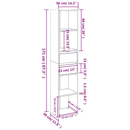 Book Cabinet White 36x30x171 cm Engineered Wood