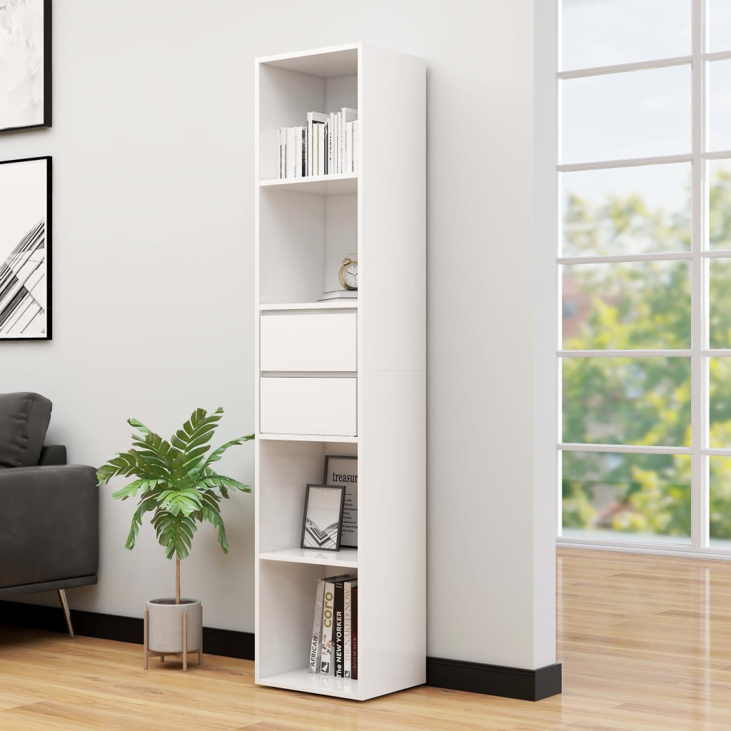 Book Cabinet High Gloss White 36x30x171 cm Engineered Wood