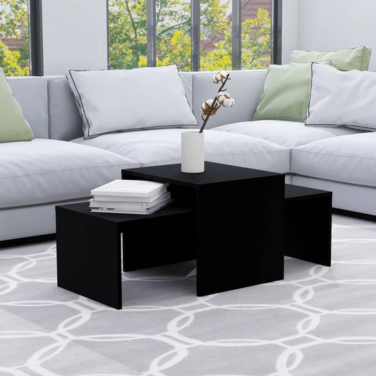 Coffee Table Set Black 100x48x40 cm Engineered Wood