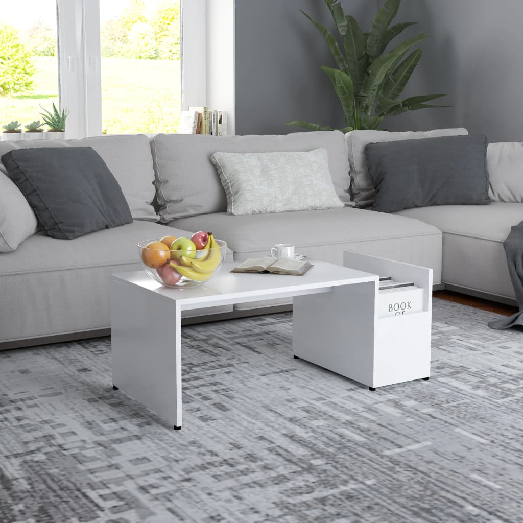 Coffee Table White 90x45x35 cm Engineered Wood