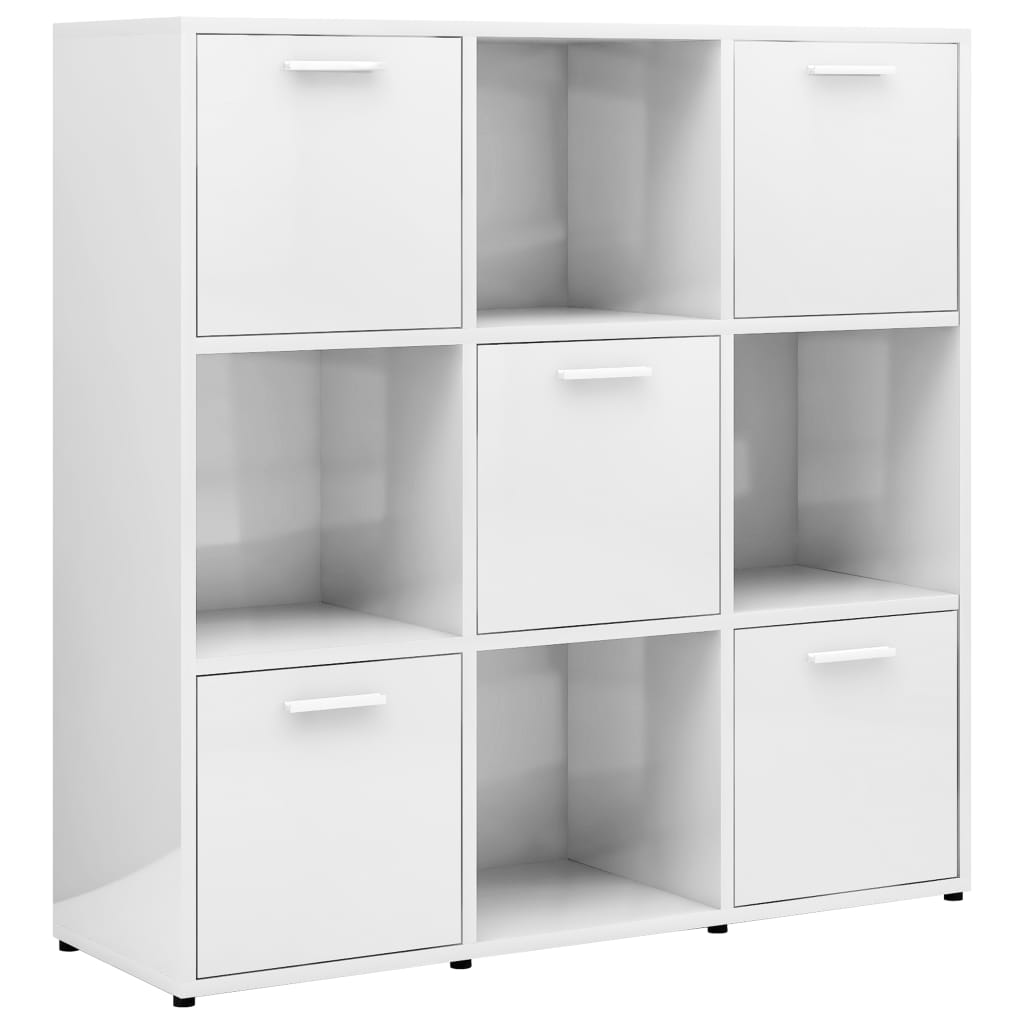 Book Cabinet High Gloss White 90x30x90 cm Engineered Wood