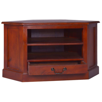 Corner TV Cabinet Classical Brown Solid Mahogany Wood