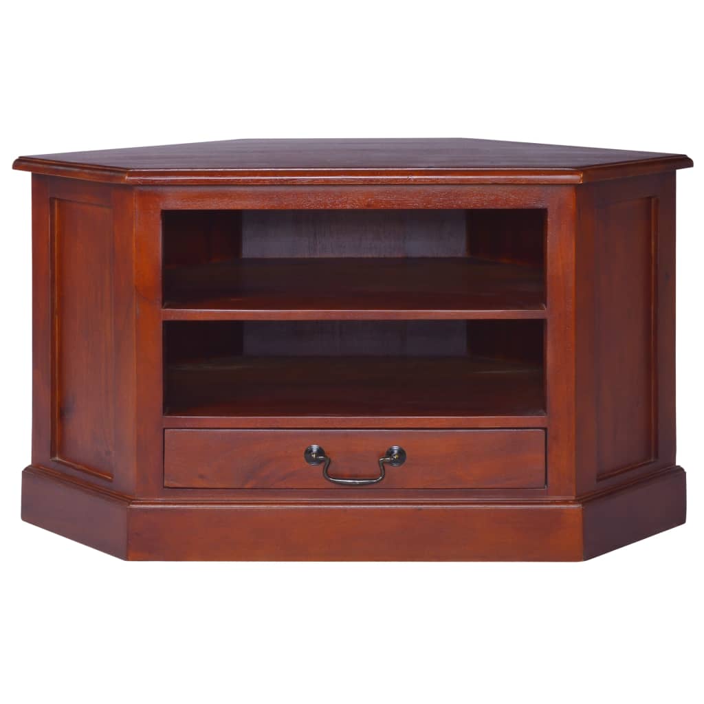 Corner TV Cabinet Classical Brown Solid Mahogany Wood