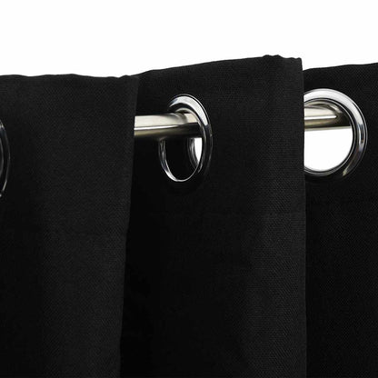 Linen-Look Blackout Curtains with Grommets 2pcs Black 140x175cm