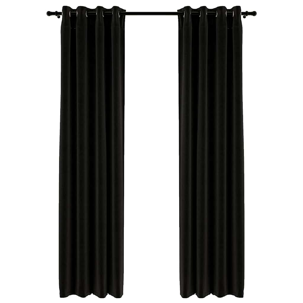 Linen-Look Blackout Curtains 2 pcs Anthracite 140x225cm