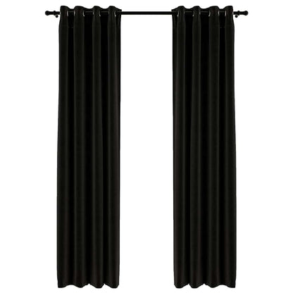 Linen-Look Blackout Curtains 2 pcs Anthracite 140x225cm