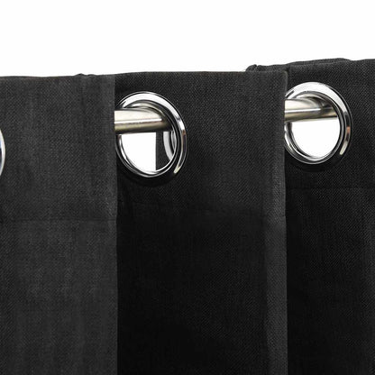 Linen-Look Blackout Curtains 2 pcs Anthracite 140x225cm