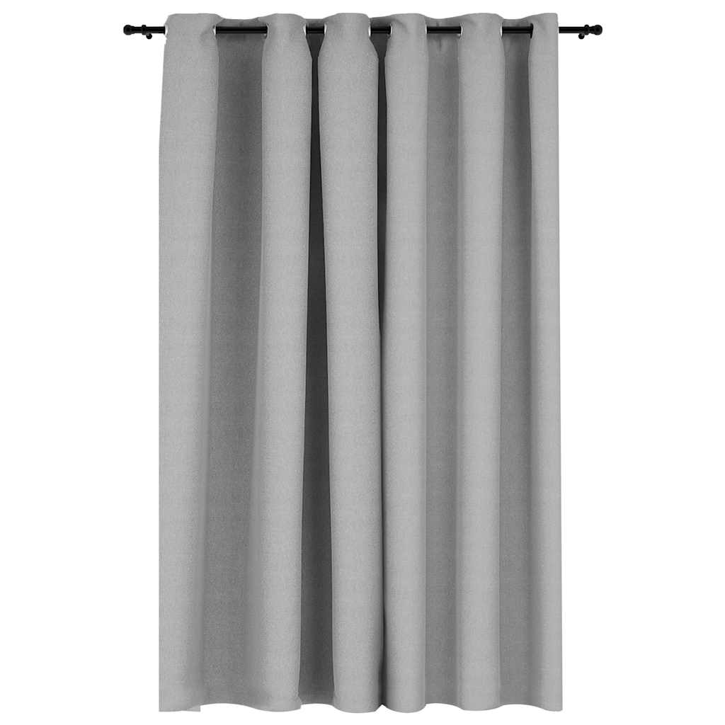 Linen-Look Blackout Curtains with Grommets Grey 290x245cm