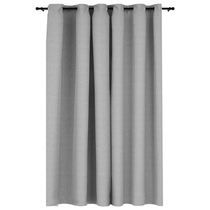 Linen-Look Blackout Curtains with Grommets Grey 290x245cm