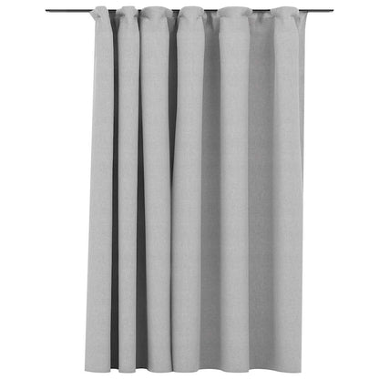 Linen-Look Blackout Curtain with Hooks Grey 290x245 cm