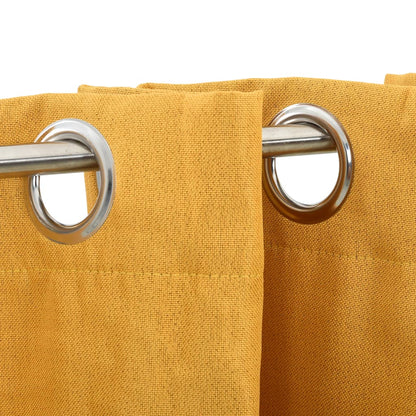 Linen-Look Blackout Curtains with Grommets 2pcs Yellow 140x225cm