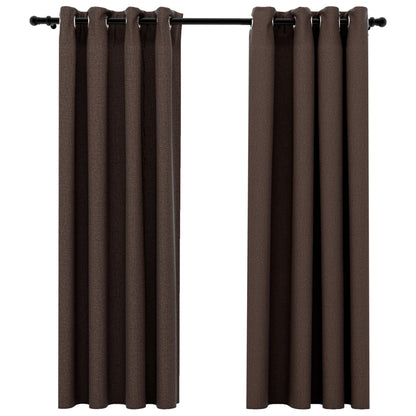 Linen-Look Blackout Curtains with Grommets 2pcs Taupe 140x175cm