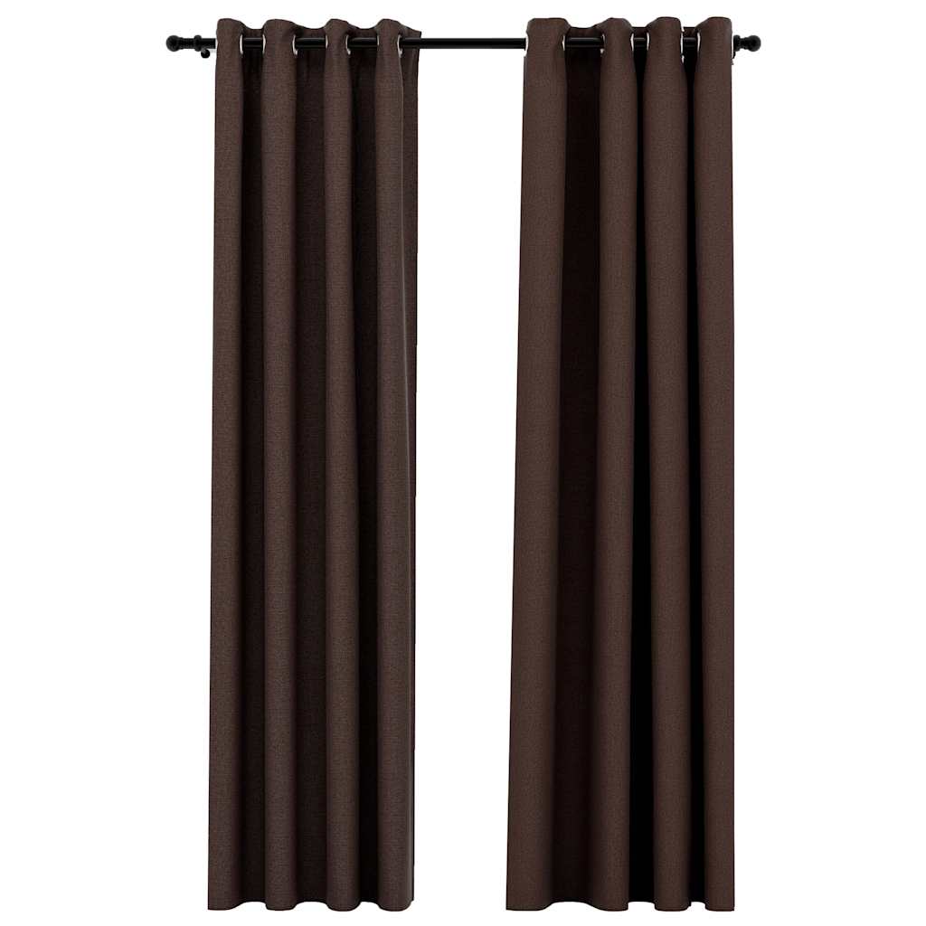 Linen-Look Blackout Curtains with Grommets 2pcs Taupe 140x245cm