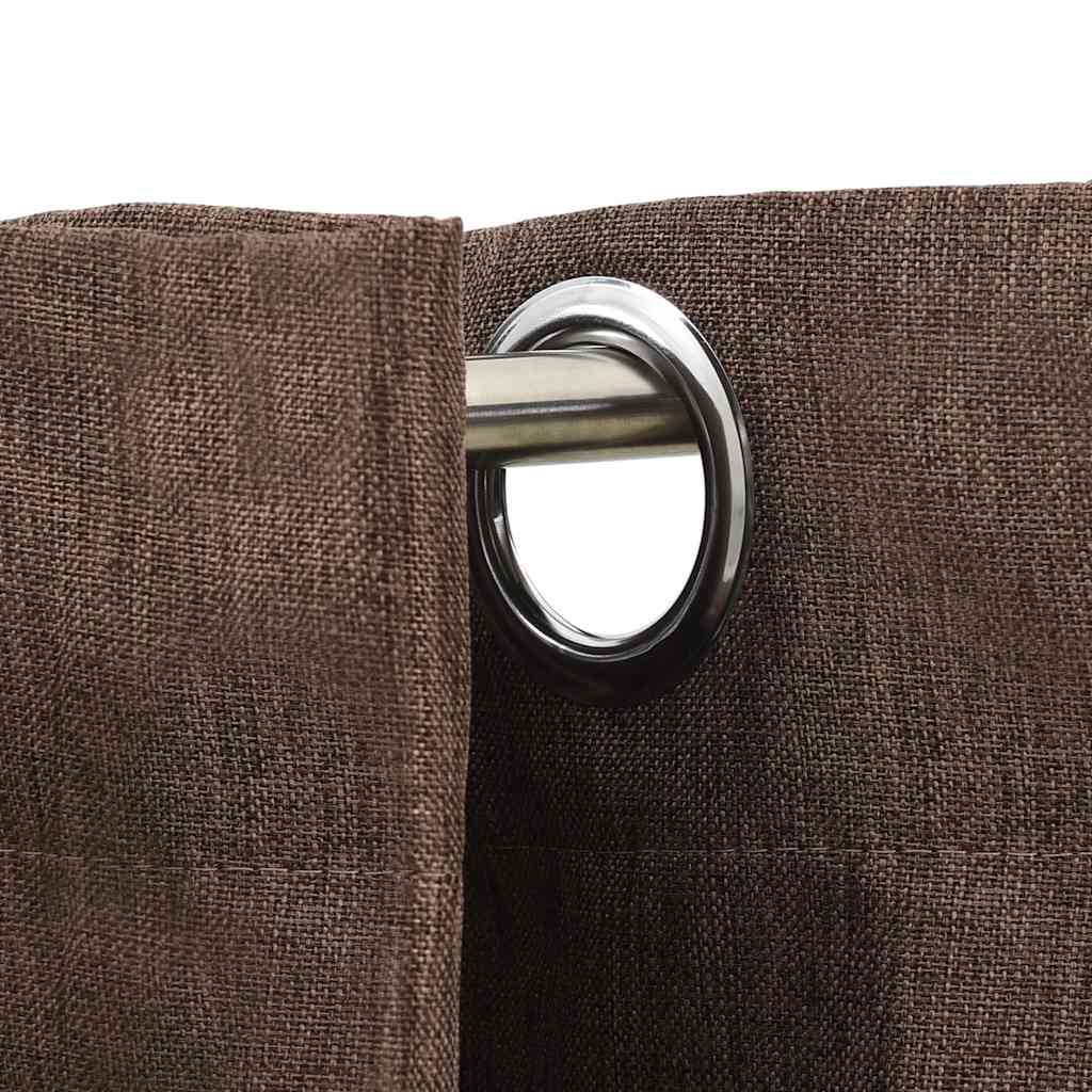 Linen-Look Blackout Curtains with Grommets 2pcs Taupe 140x245cm