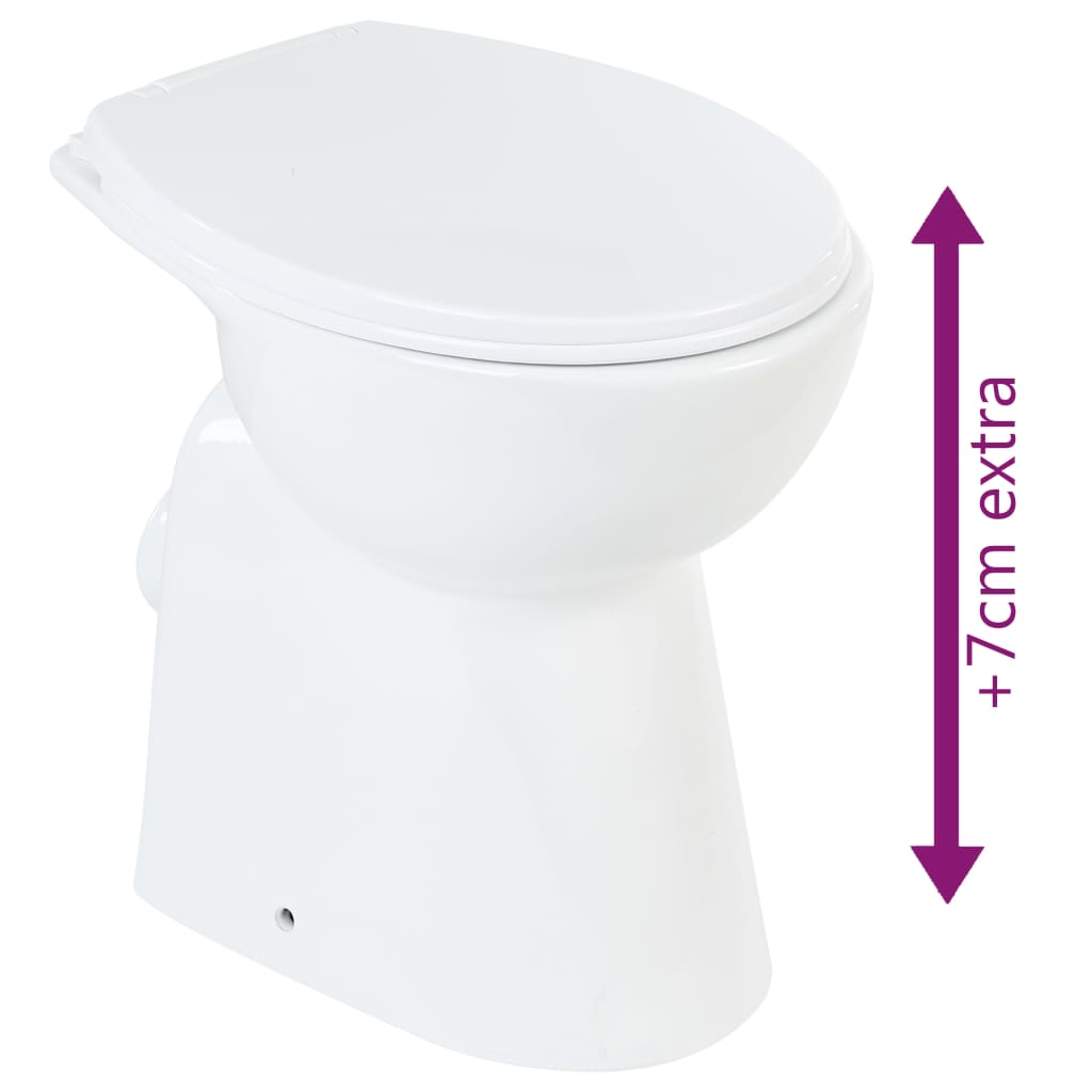 High Rimless Toilet Soft Close 7 cm Higher Ceramic White