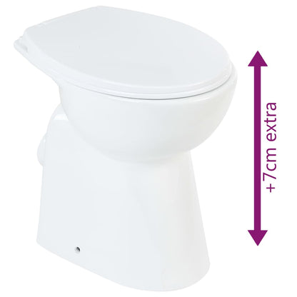 High Rimless Toilet Soft Close 7 cm Higher Ceramic White