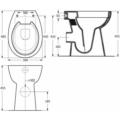 High Rimless Toilet Soft Close 7 cm Higher Ceramic White