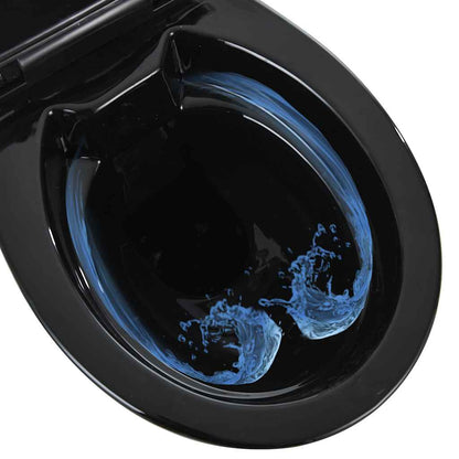Rimless Toilet 7 cm Elevated Height Soft Close Ceramic Black