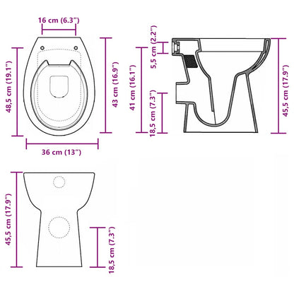 Rimless Toilet 7 cm Elevated Height Soft Close Ceramic Black