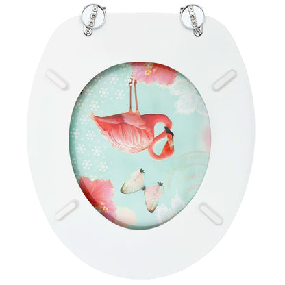 WC Toilet Seat with Lid MDF Flamingo Design