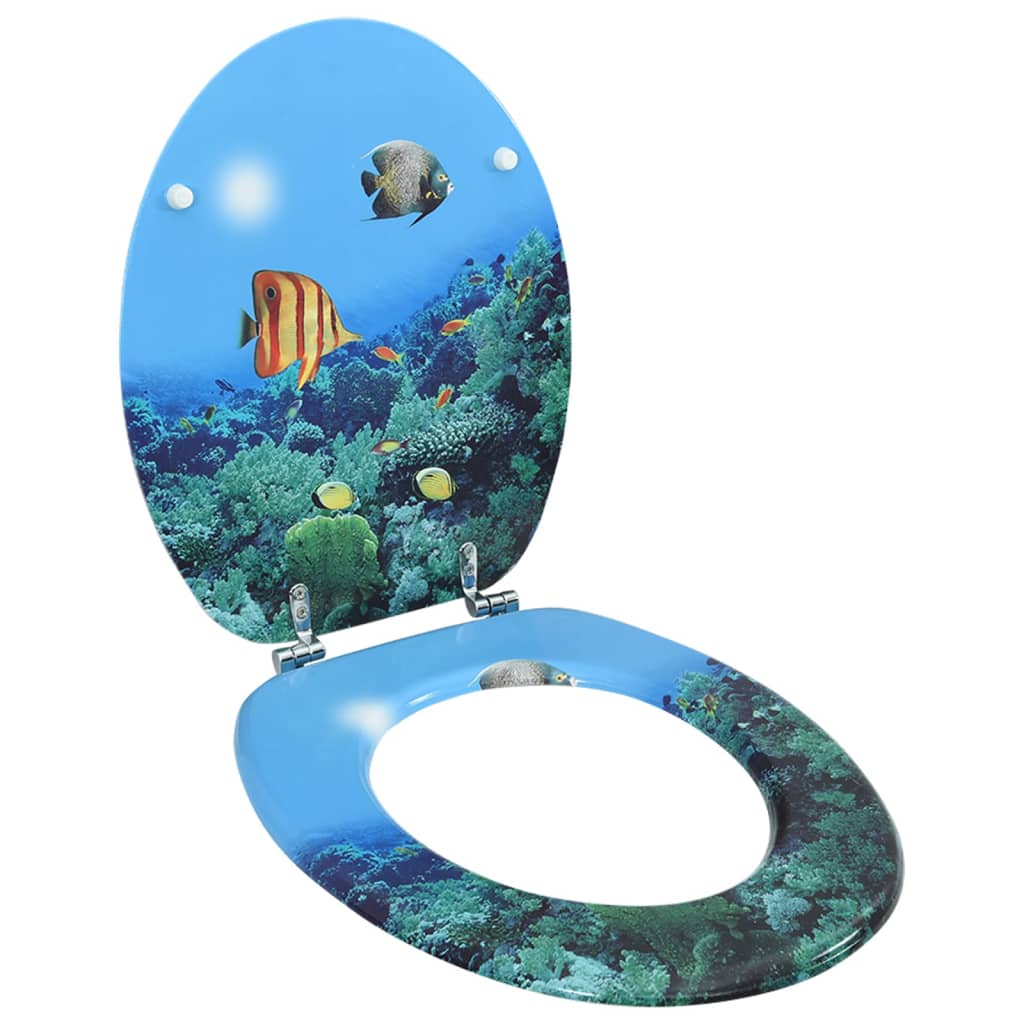 WC Toilet Seat with Lid MDF Deep Sea Design