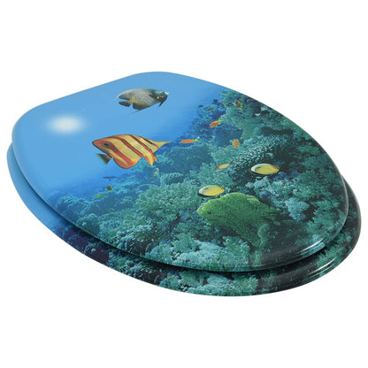 WC Toilet Seat with Lid MDF Deep Sea Design