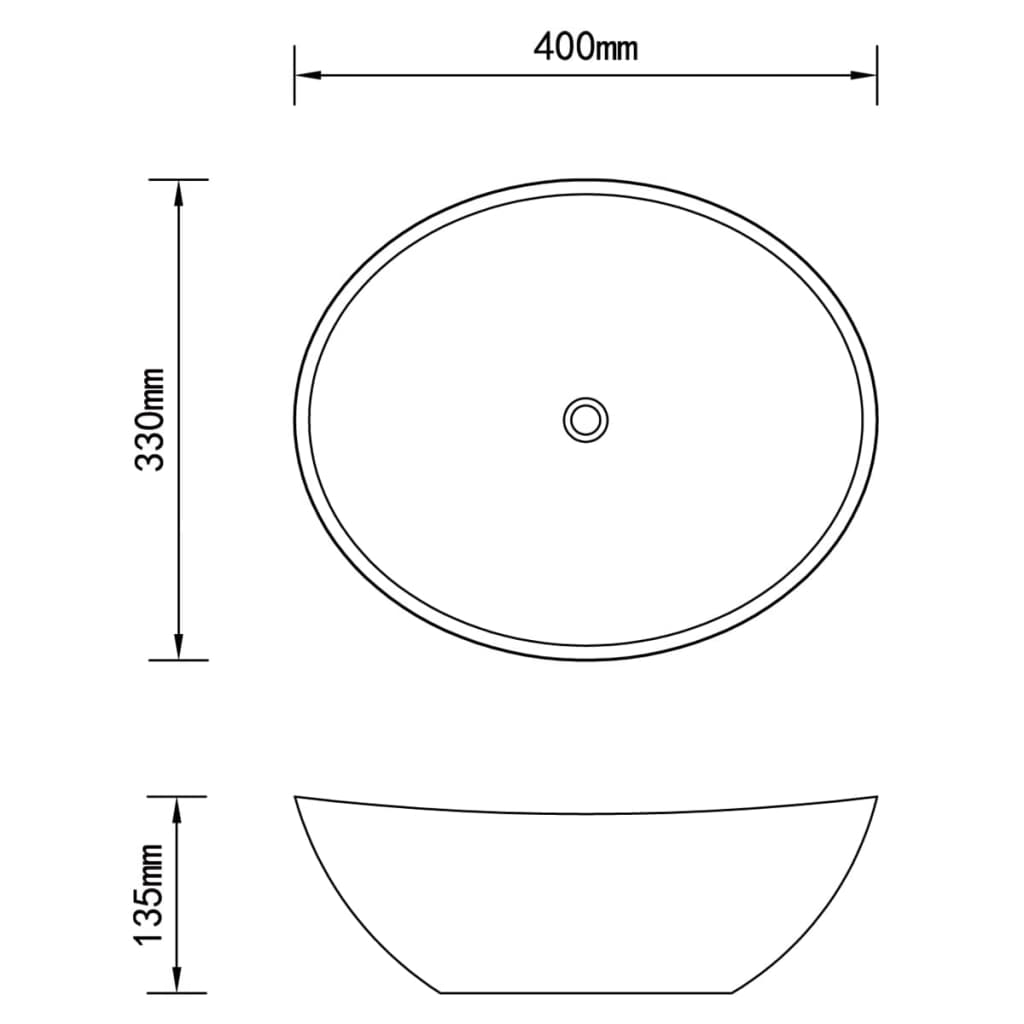 Luxury Basin Oval-shaped Matt White 40x33 cm Ceramic