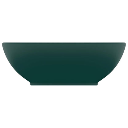 Luxury Basin Oval-shaped Matt Dark Green 40x33 cm Ceramic