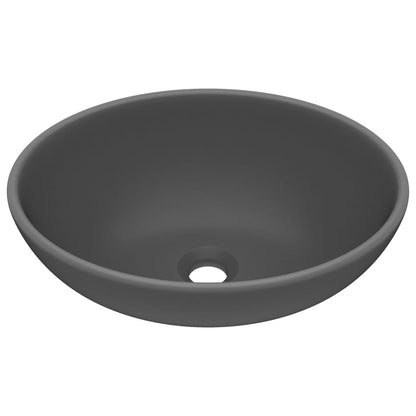 Luxury Basin Oval-shaped Matt Dark Grey 40x33 cm Ceramic