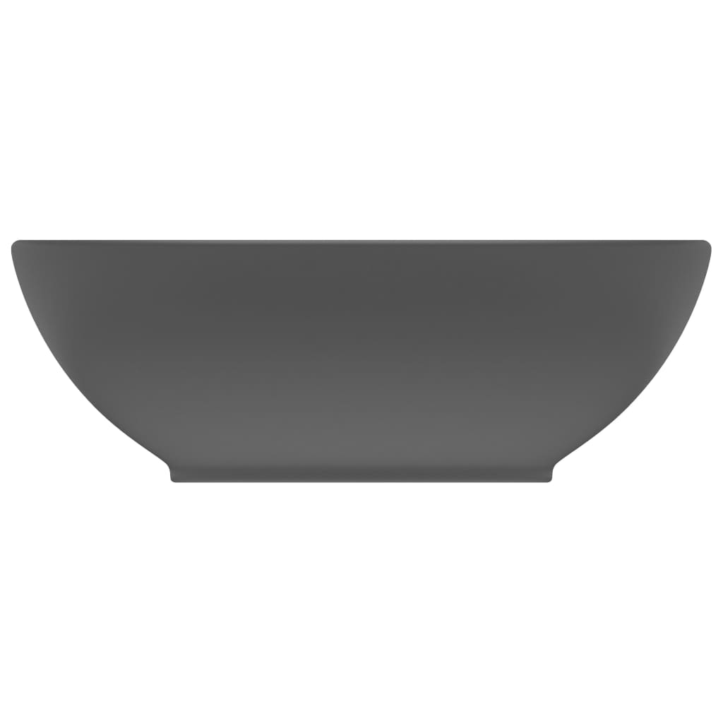 Luxury Basin Oval-shaped Matt Dark Grey 40x33 cm Ceramic