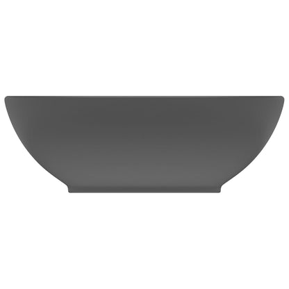 Luxury Basin Oval-shaped Matt Dark Grey 40x33 cm Ceramic