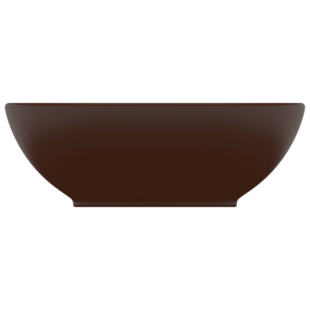 Luxury Basin Oval-shaped Matt Dark Brown 40x33 cm Ceramic