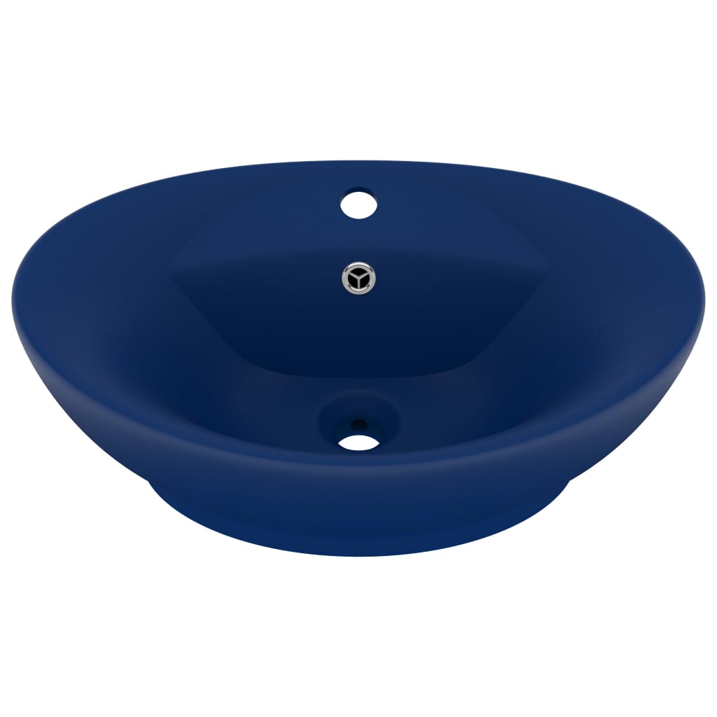 Luxury Basin Overflow Oval Matt Dark Blue 58.5x39 cm Ceramic