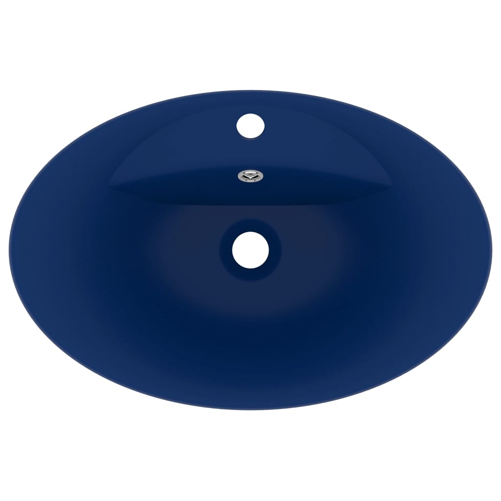 Luxury Basin Overflow Oval Matt Dark Blue 58.5x39 cm Ceramic