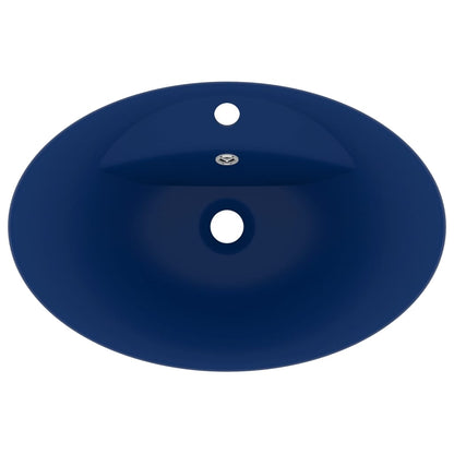 Luxury Basin Overflow Oval Matt Dark Blue 58.5x39 cm Ceramic