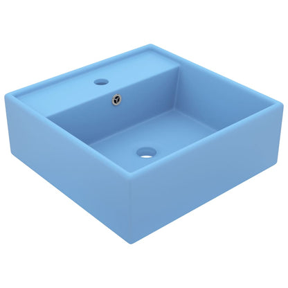 Luxury Basin Overflow Square Matt Light Blue 41x41 cm Ceramic