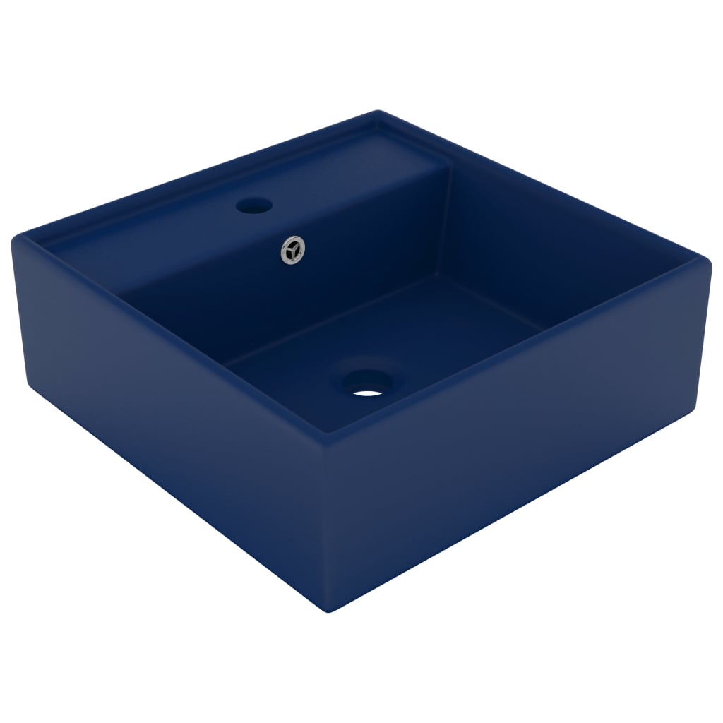 Luxury Basin Overflow Square Matt Dark Blue 41x41 cm Ceramic