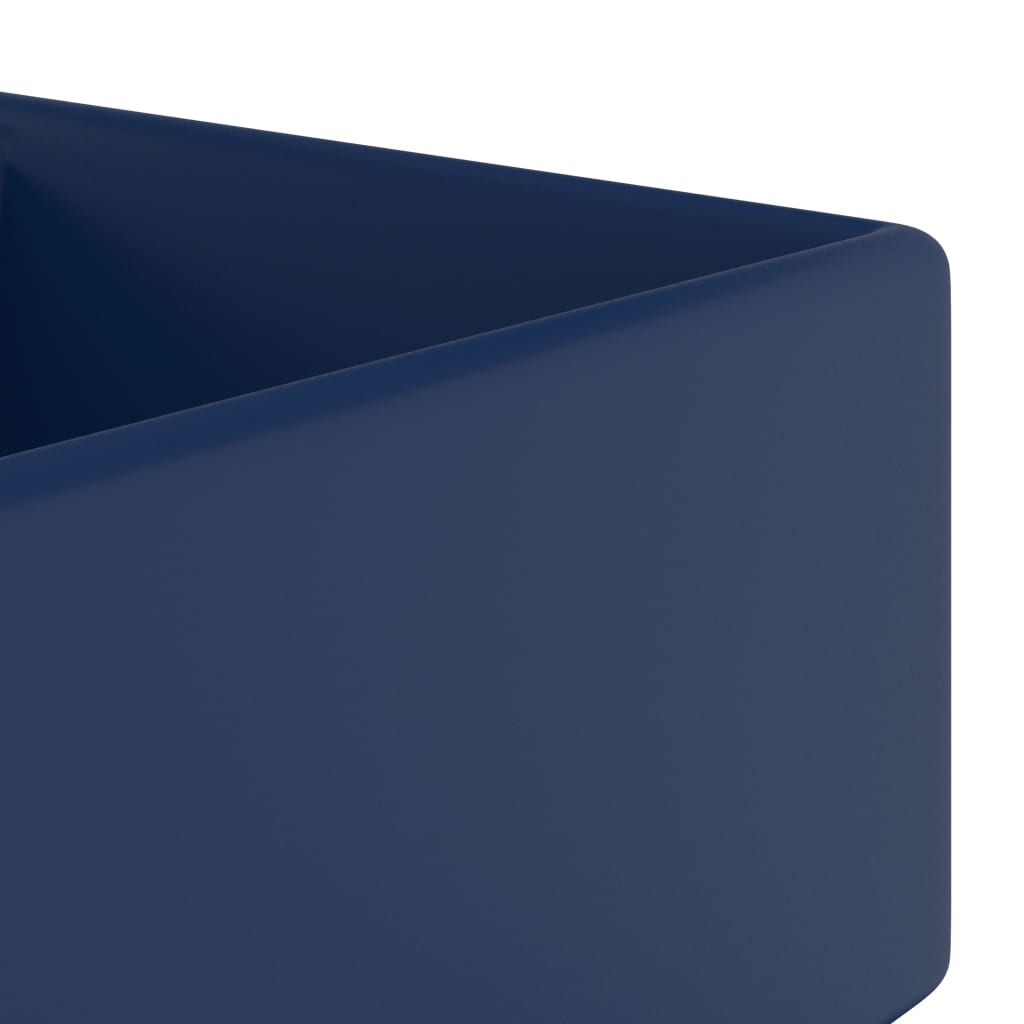 Luxury Basin Overflow Square Matt Dark Blue 41x41 cm Ceramic