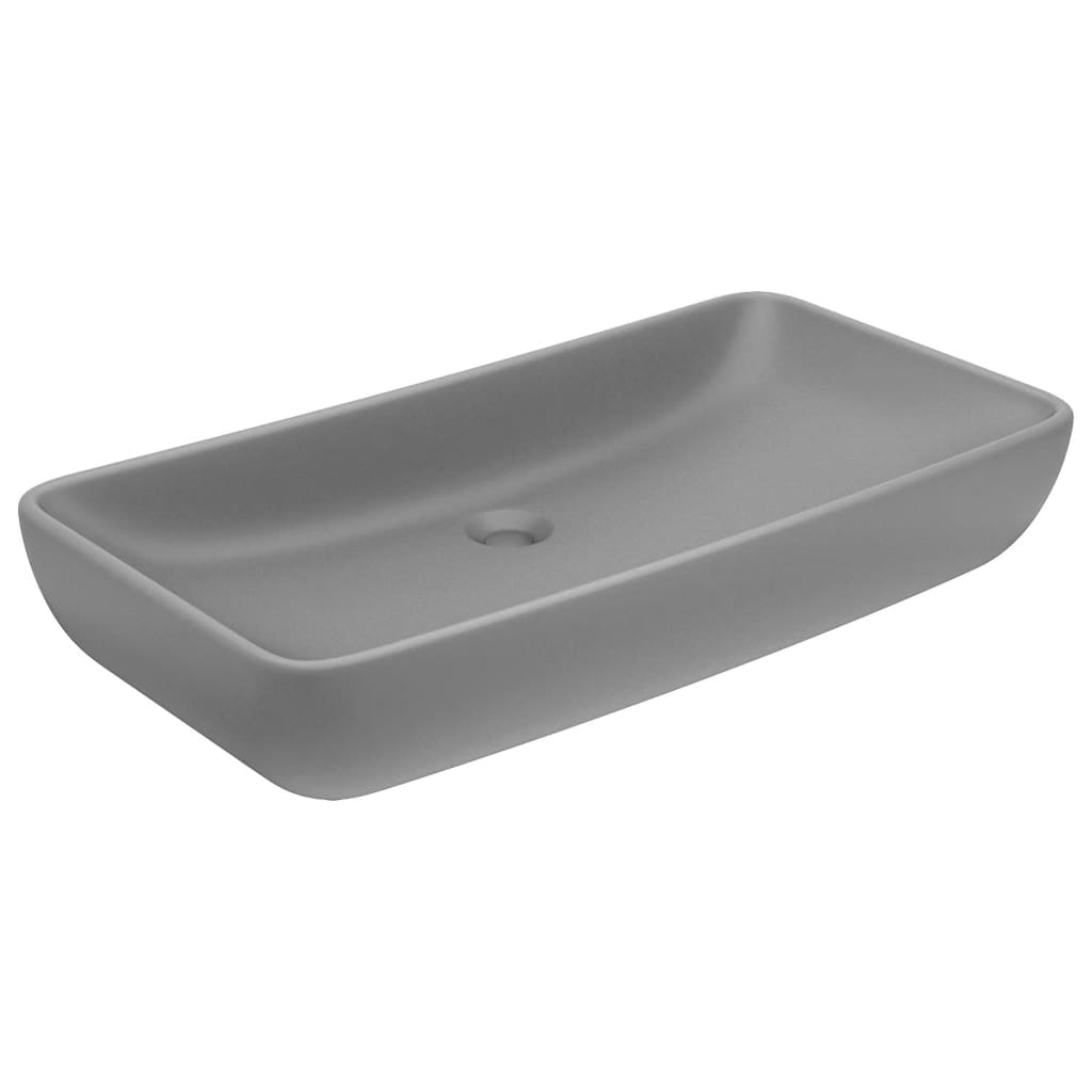 Luxury Basin Rectangular Matt Light Grey 71x38 cm Ceramic