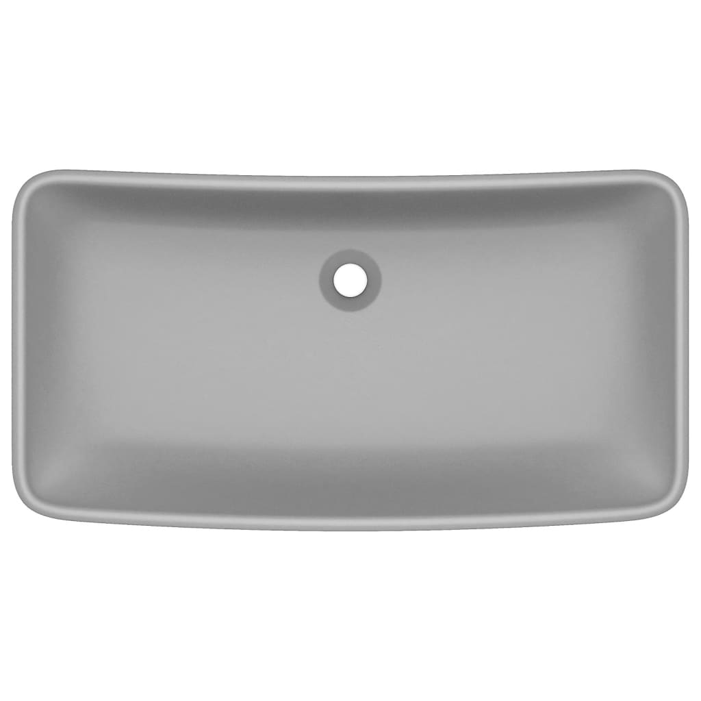 Luxury Basin Rectangular Matt Light Grey 71x38 cm Ceramic