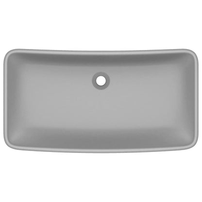 Luxury Basin Rectangular Matt Light Grey 71x38 cm Ceramic