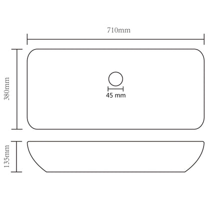 Luxury Basin Rectangular Matt Cream 71x38 cm Ceramic