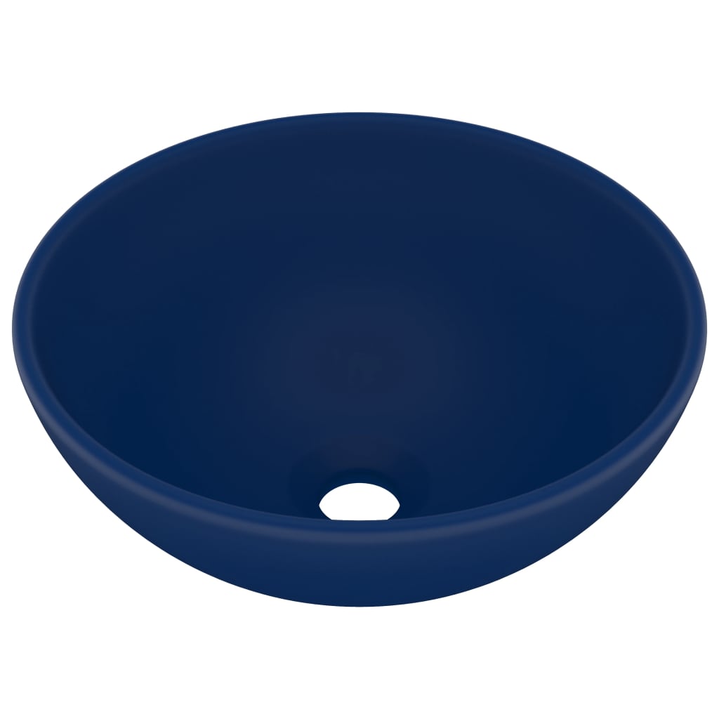 Luxury Bathroom Basin Round Matt Dark Blue 32.5x14 cm Ceramic